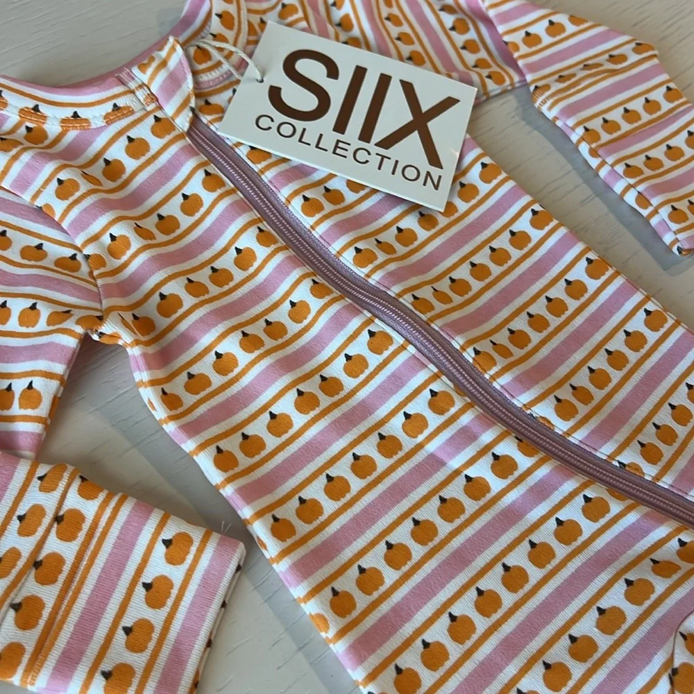 🎃 SIIX Organic Cotton Pumpkin Pink Convertible Romper 6-12 months